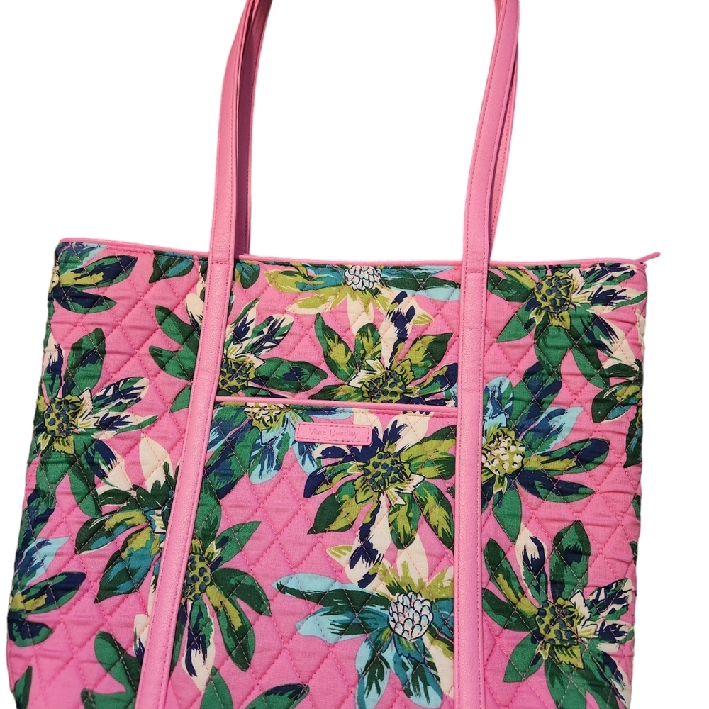 Vera bradley pink tropical print tote bag like new